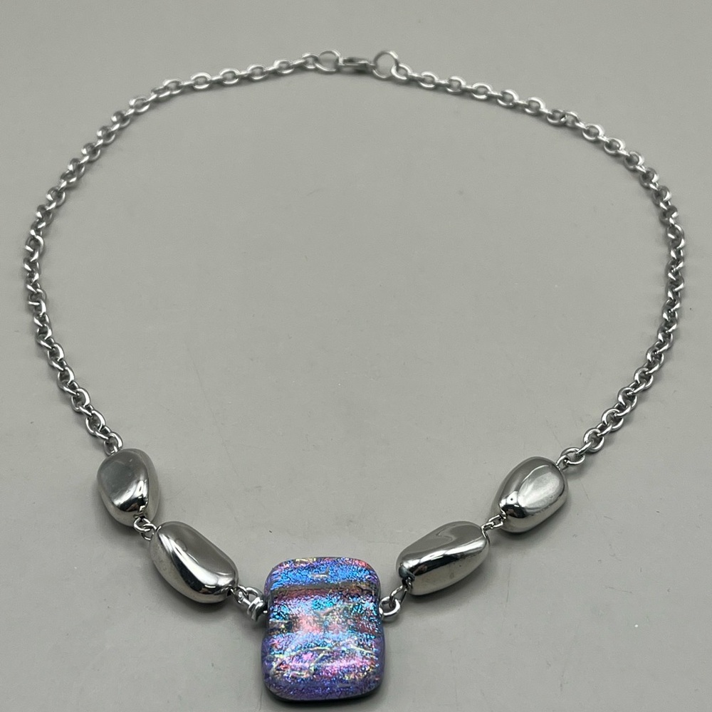 Silver and Blue Pendant Necklace